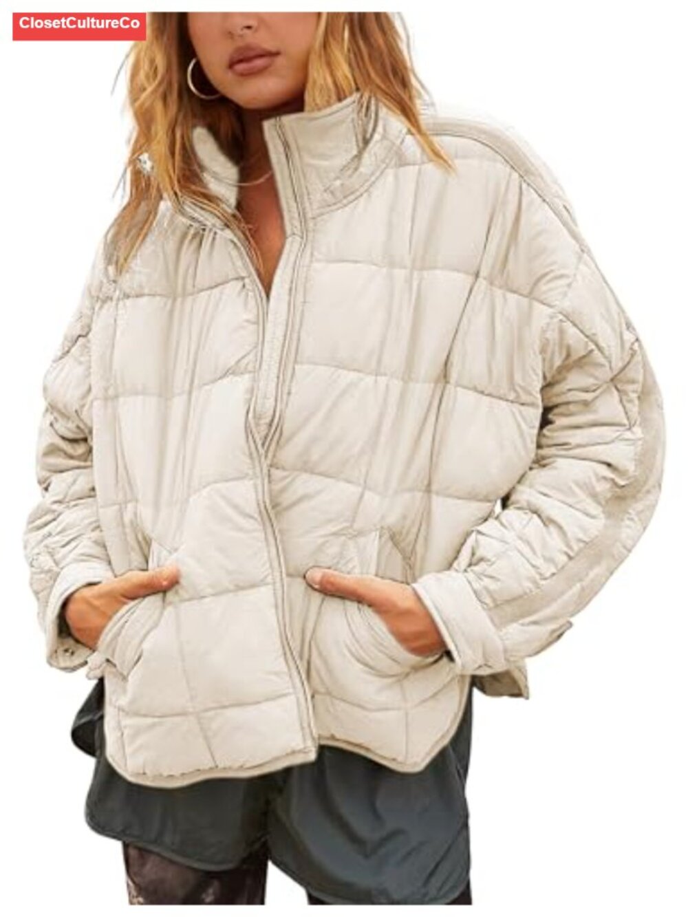 Oversized Quilted Lightweight Puffer Jacket